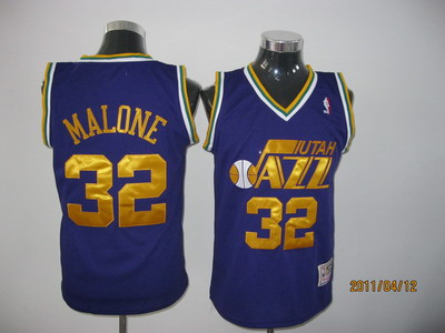 NBA Utah Jazz 32 Karl Malone Throwback Authentic Purple jersey